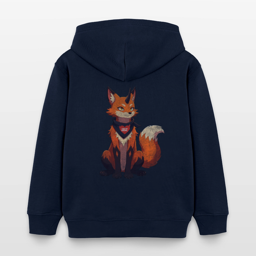 Tokyo Devil Kinder Hoodie FOXINATOR Oni-Fuchs | Bio-Baumwolle - Navy