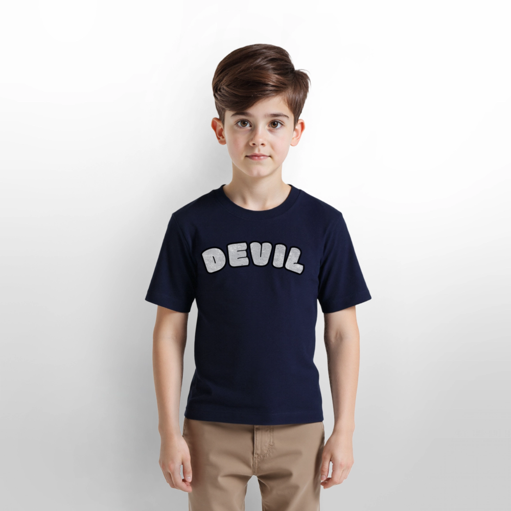 Tokyo Devil Kinder T-Shirt | DEVIL Print - Navy