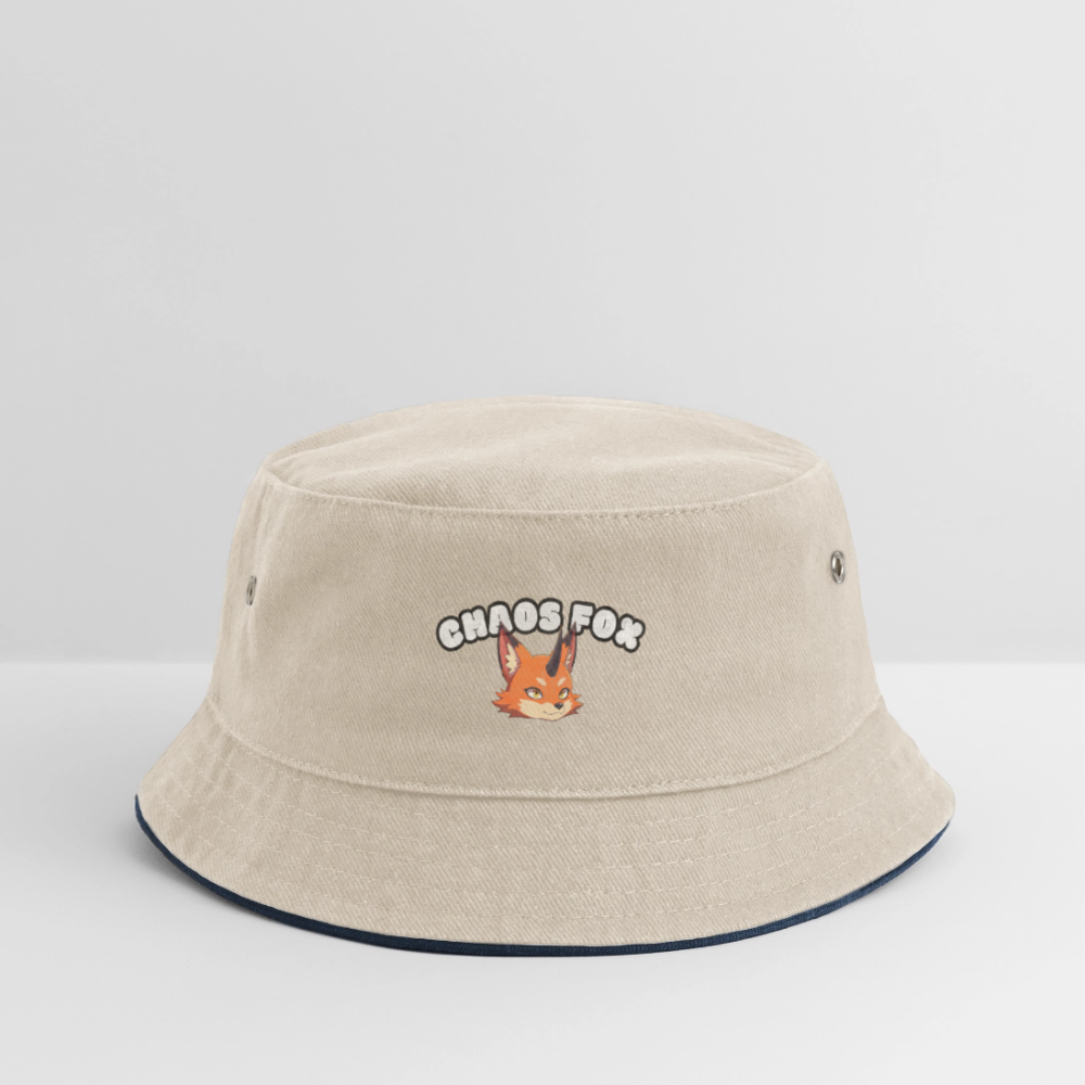 Tokyo Devil Kinder Bucket Hat Streetwear Kids Fischerhut | 100% Baumwolle - Natur/Navy