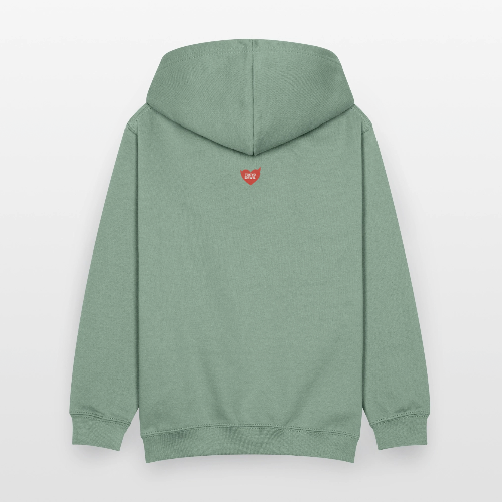 Tokyo Devil Teen Streetwear Kuschel-Hoodie | Chaos Fox - Graugrün