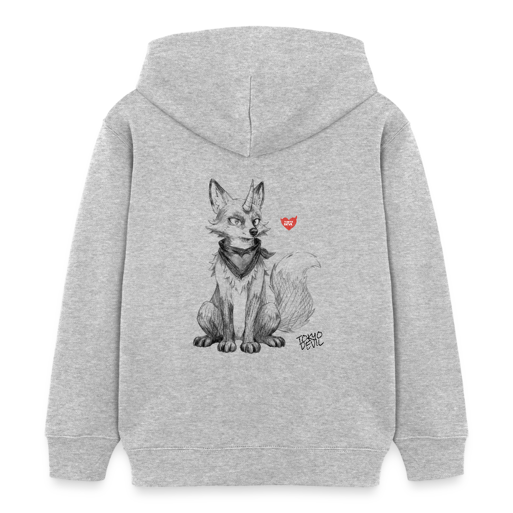 LIL`FOX Oni-Fuchs Kinder Bio-Hoodie | Tokyo Devil - Grau meliert