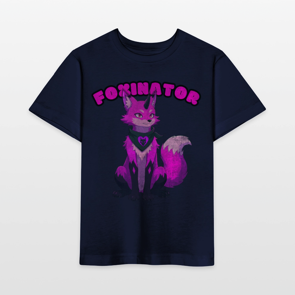 Tokyo Devil Kinder T-Shirt Foxinator Pink | Organic Cotton - Navy