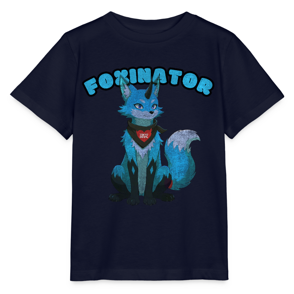 Tokyo Devil Kinder T-Shirt Foxinator Coralblue | Organic Cotton - Navy