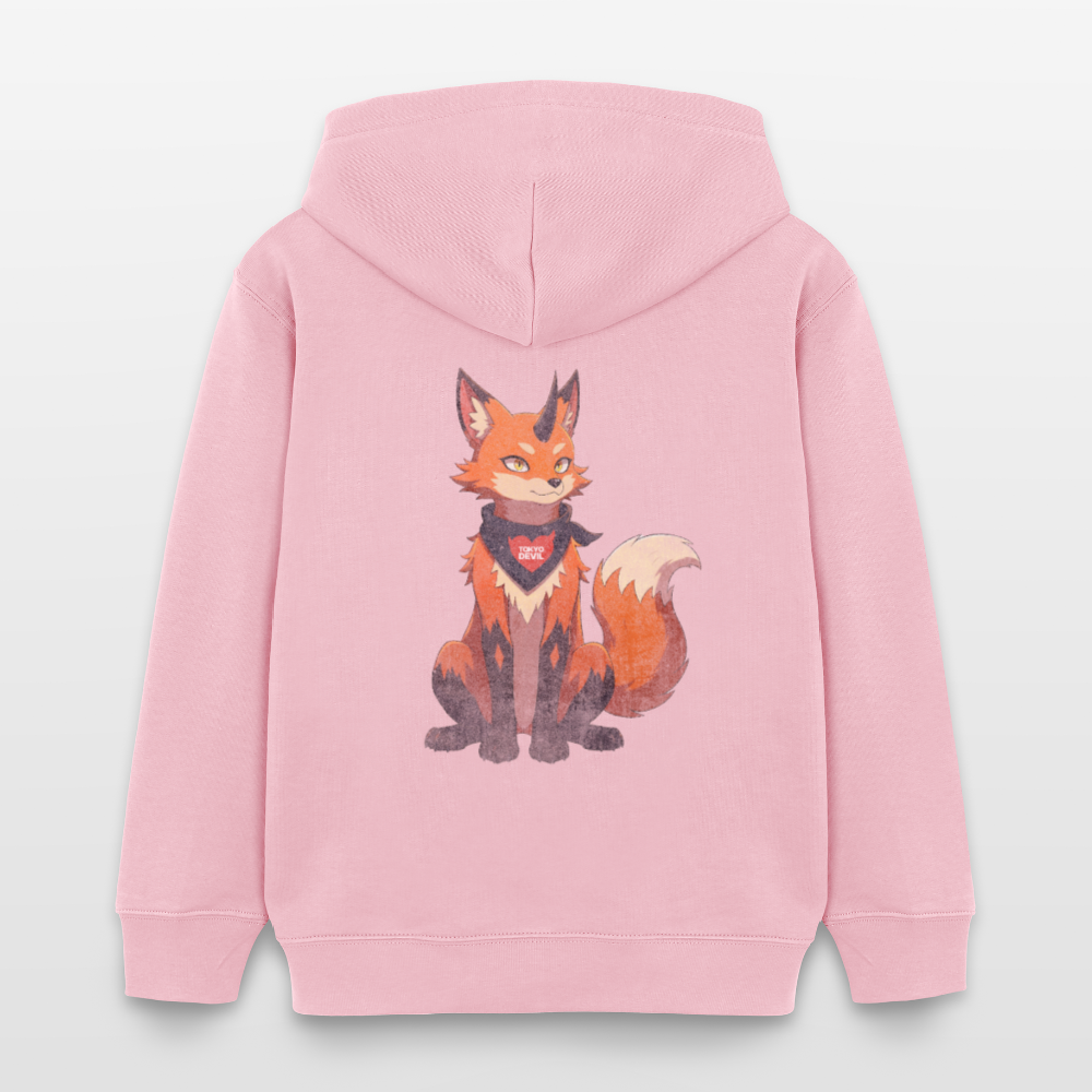 Tokyo Devil Kinder Hoodie FOXINATOR Oni-Fuchs | Bio-Baumwolle - Hellrosa