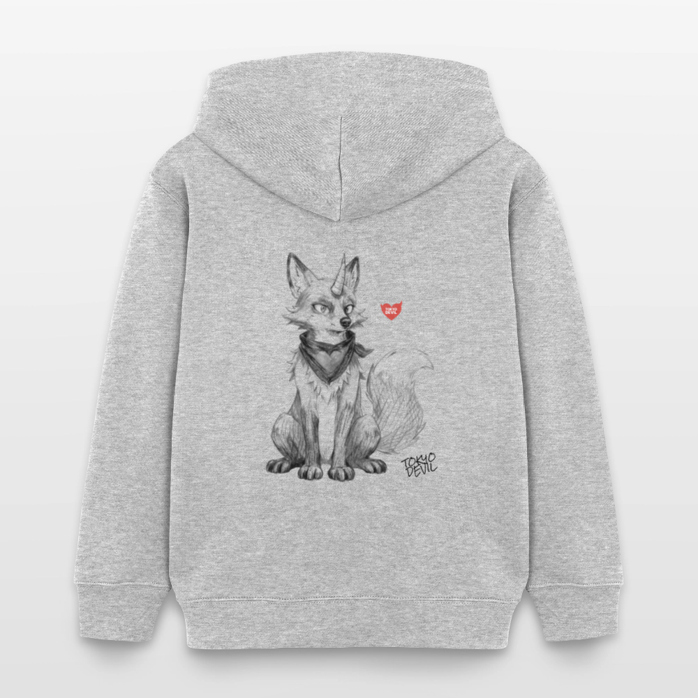 LIL`FOX Oni-Fuchs Kinder Bio-Hoodie | Tokyo Devil - Grau meliert