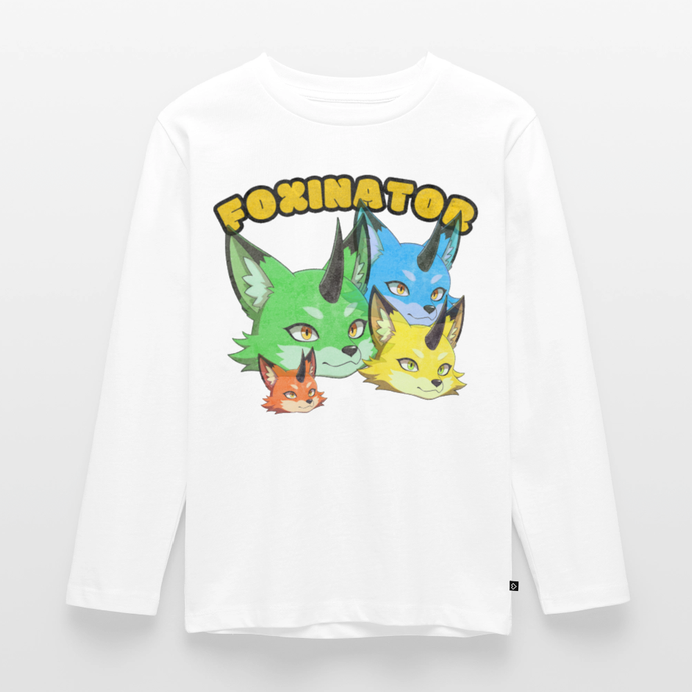 Tokyo Devil Langarmshirt | Foxinator 4 Oni-Füchsen | Unisex - Weiß