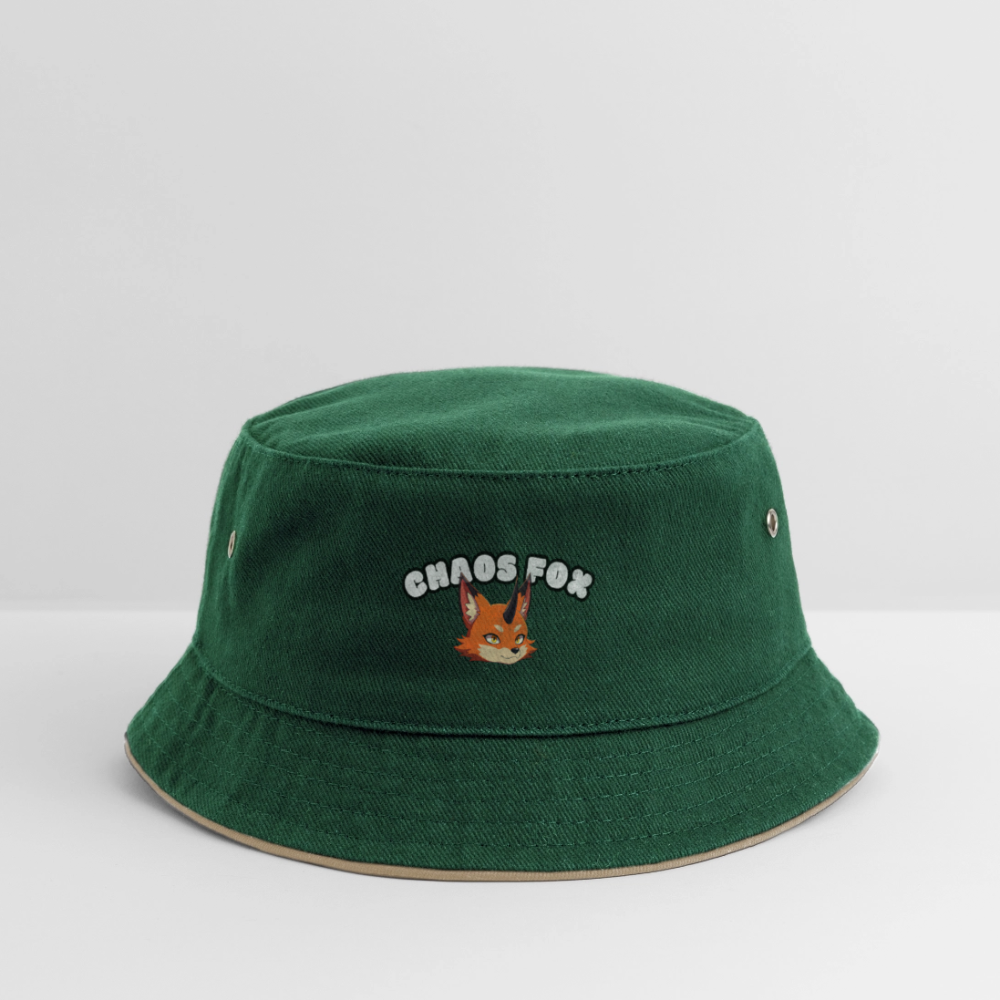 Tokyo Devil Kinder Bucket Hat Streetwear Kids Fischerhut | 100% Baumwolle - Dunkelgrün/Beige