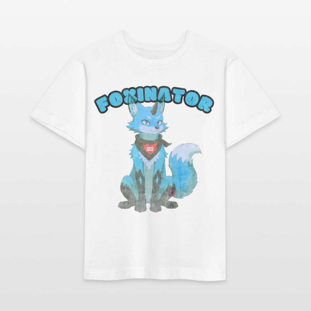 Tokyo Devil Kinder T-Shirt Foxinator Coralblue | Organic Cotton - Weiß