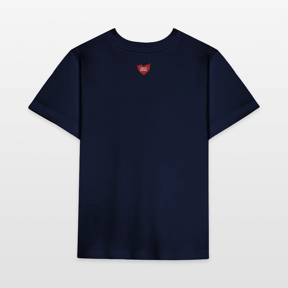 Tokyo Devil Kinder T-Shirt Foxinator Pink | Organic Cotton - Navy