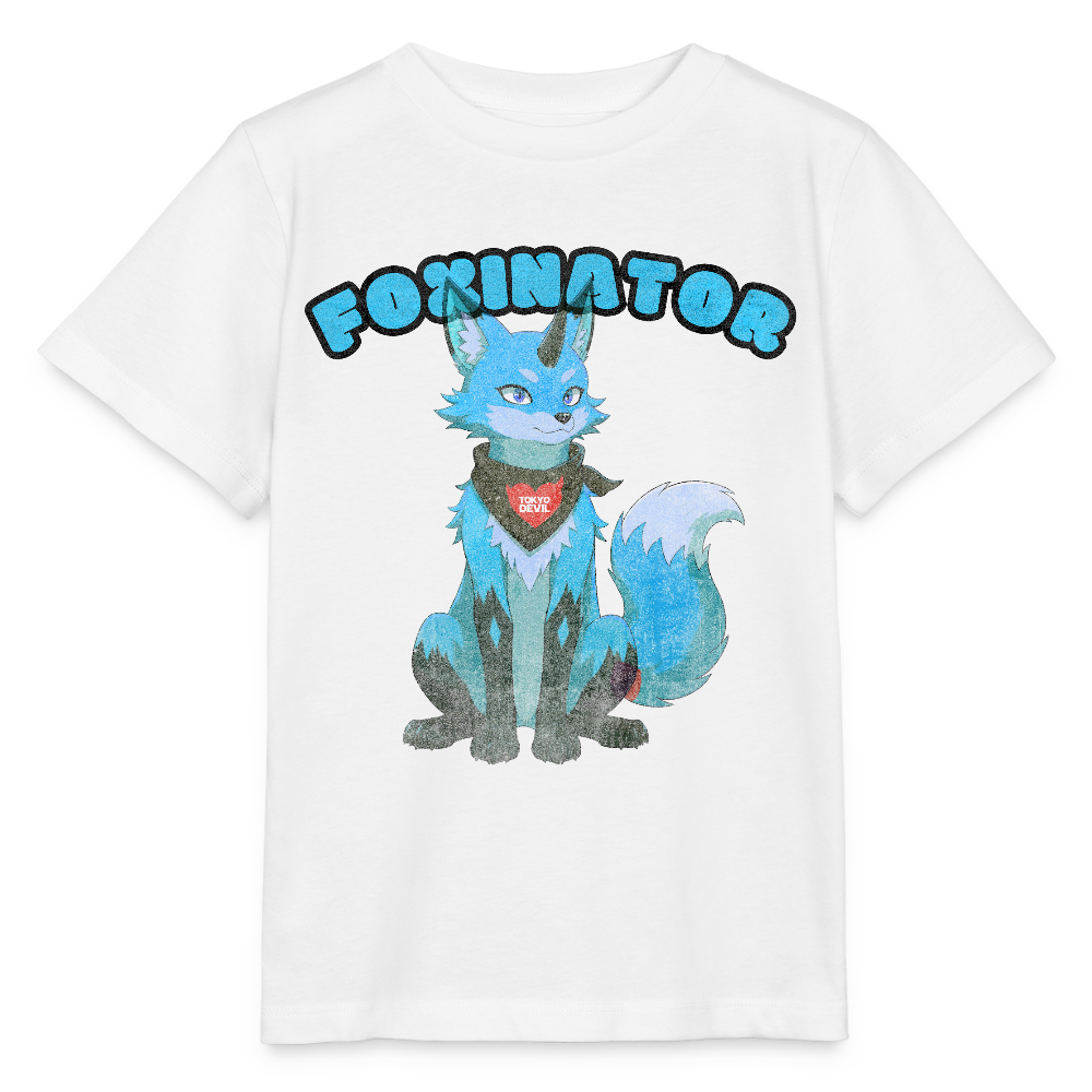 Tokyo Devil Kinder T-Shirt Foxinator Coralblue | Organic Cotton - Weiß