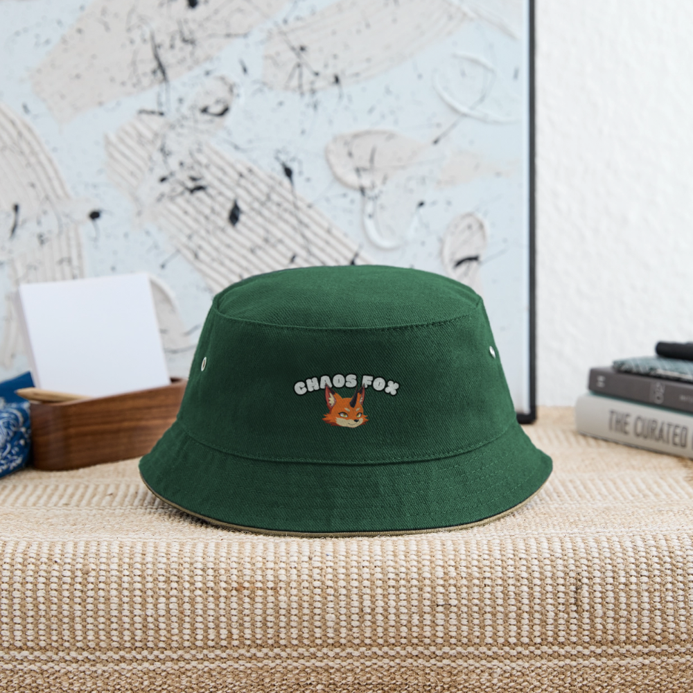 Tokyo Devil Kinder Bucket Hat Streetwear Kids Fischerhut | 100% Baumwolle - Dunkelgrün/Beige