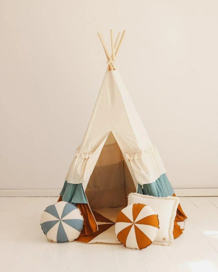 Kinder Spielzelt- & Matten-Set (Tipi-Zelt) Circus & Rüschen | Moi Mili