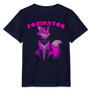 Tokyo Devil Kinder T-Shirt Foxinator Pink | Organic Cotton - Navy