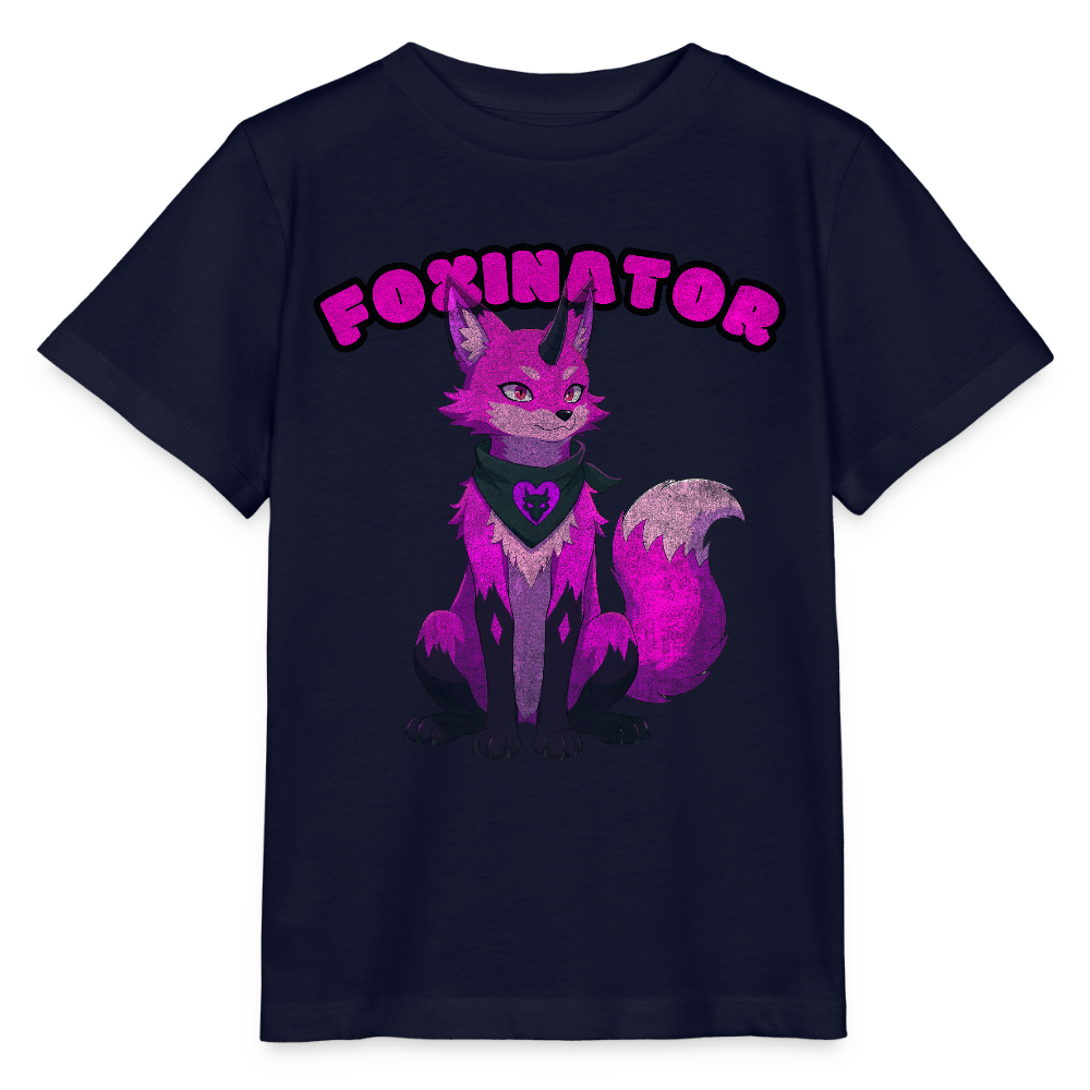 Tokyo Devil Kinder T-Shirt Foxinator Pink | Organic Cotton - Navy