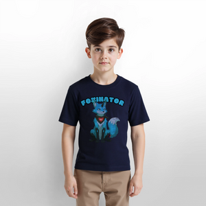 Tokyo Devil Kinder T-Shirt Foxinator Coralblue | Organic Cotton - Navy