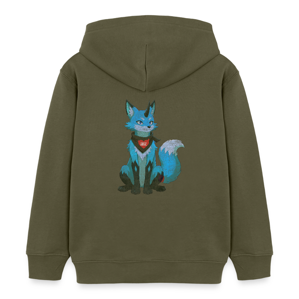 Tokyo Devil Kinder Hoodie LIL`DEVILS Oni-Fuchs Coral | Bio-Baumwolle - Khaki