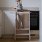 VERSO 2in1 Lernturm Beige – Lernturm & Kinderhocker für Küche | Fitwood
