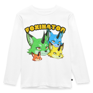 Tokyo Devil Langarmshirt | Foxinator 4 Oni-Füchsen | Unisex - Weiß
