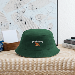 Tokyo Devil Kinder Bucket Hat Streetwear Kids Fischerhut | 100% Baumwolle - Dunkelgrün/Beige