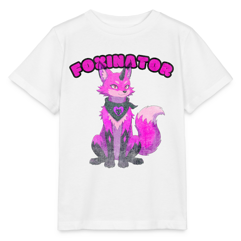 Tokyo Devil Kinder T-Shirt Foxinator Pink | Organic Cotton - Weiß