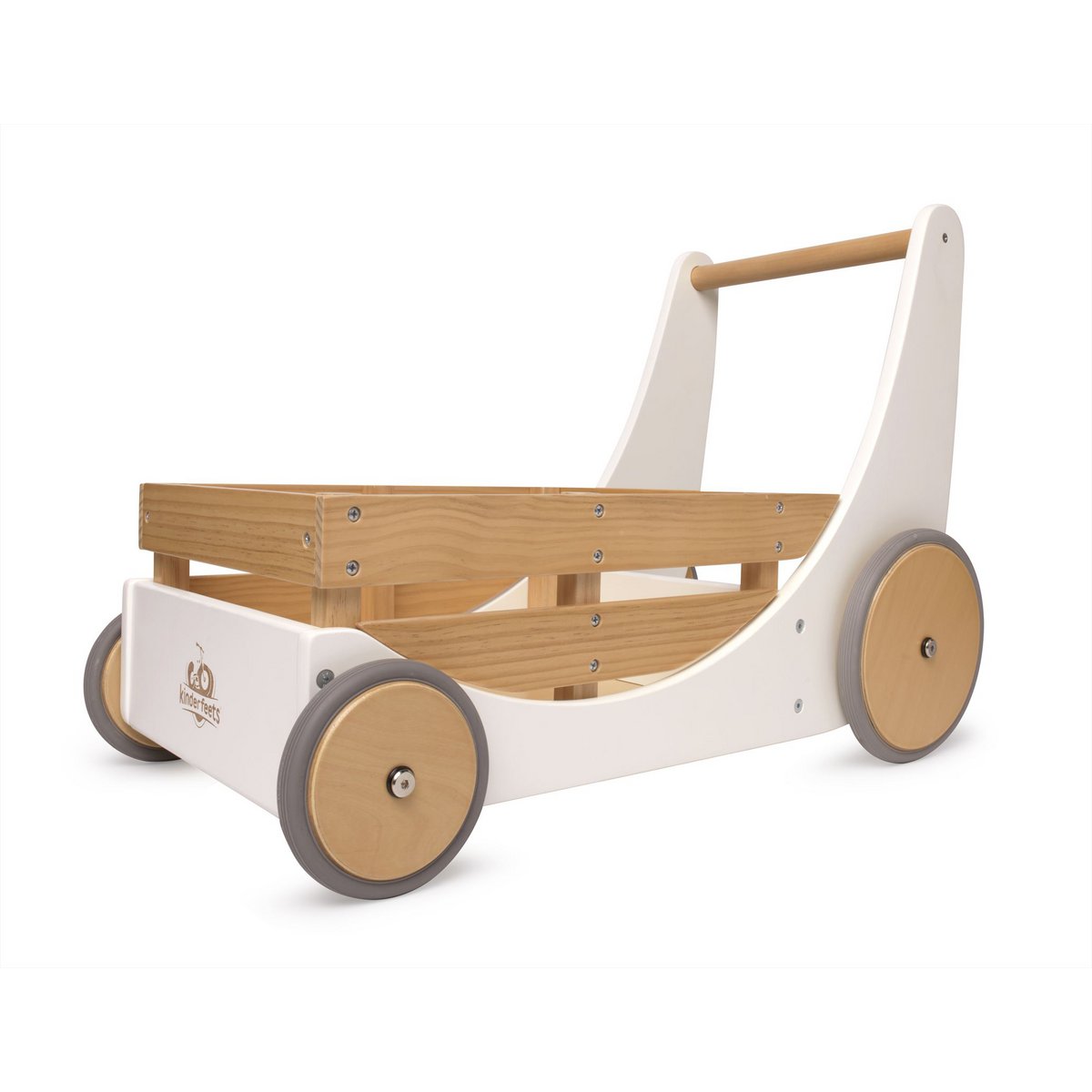 2-in-1 Aufbewahrungswagen & Rollator aus Holz – Weiß von Kinderfeets - verysuperb