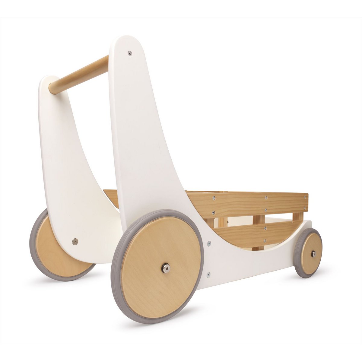 2-in-1 Aufbewahrungswagen & Rollator aus Holz – Weiß von Kinderfeets - verysuperb