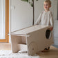 VERSO 2in1 Lernturm Beige – Lernturm & Kinderhocker für Küche | Fitwood