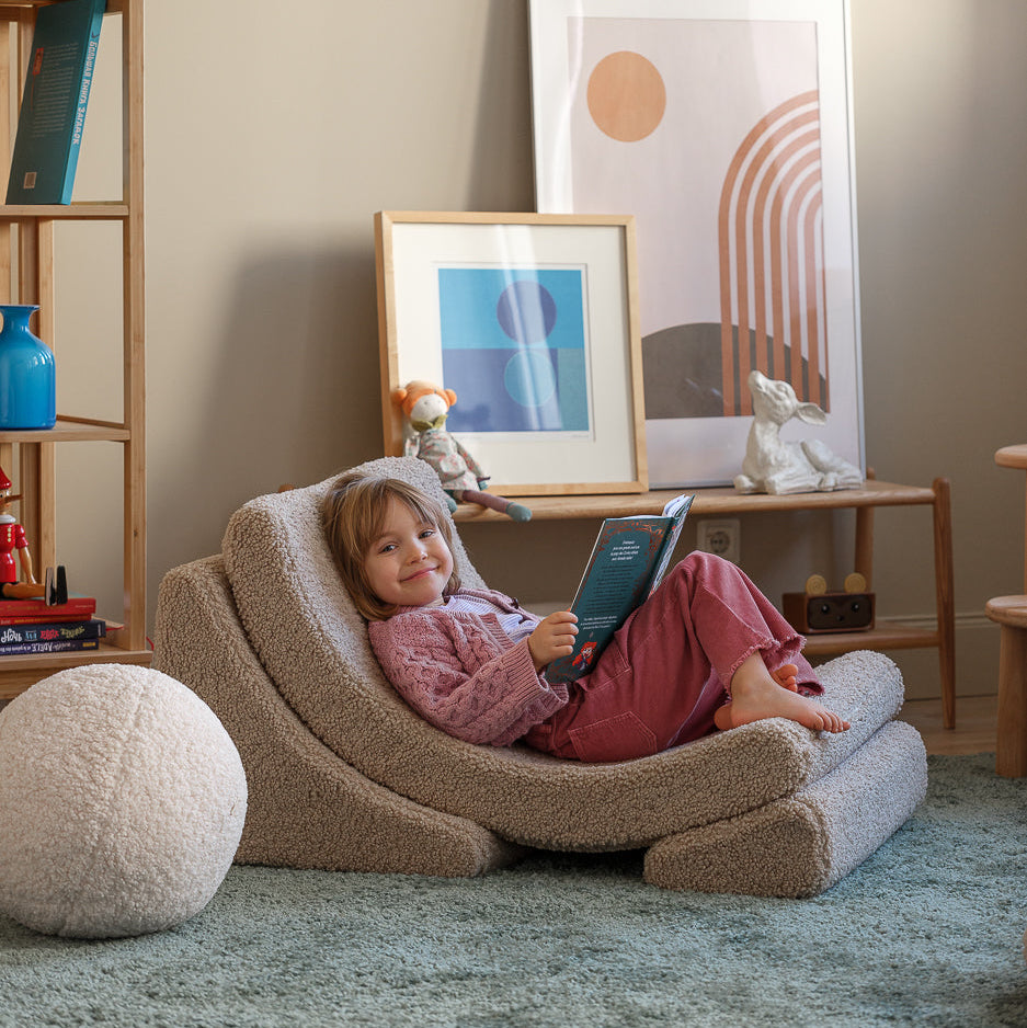 Kindersessel Mondstuhl für Kinder aus Teddystoff | wigiwama