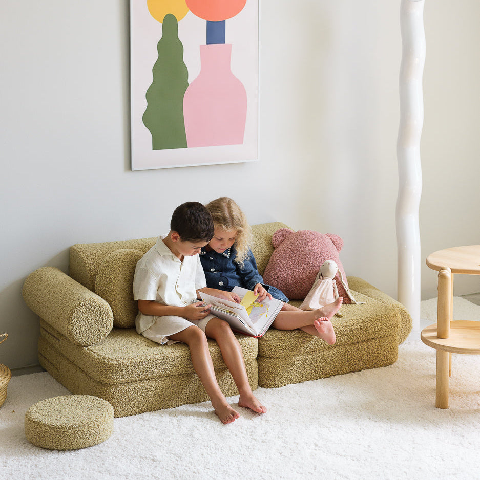 Design Spielsofa 9-tlg. für Kinder Teddystoff Premium | wigiwama