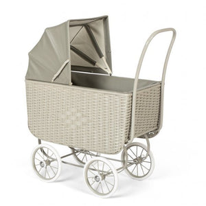 Puppenwagen Retro Rattan grau