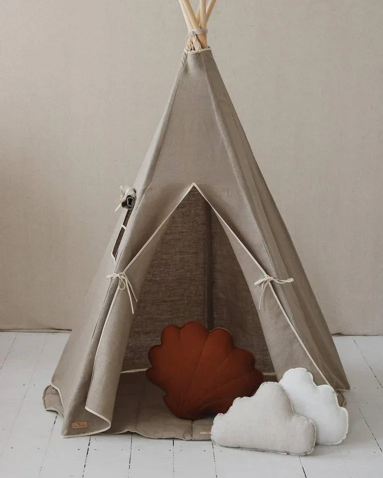 Kinder Spielzelt- & Matten-Set (Tipi-Zelt) Natural Linen