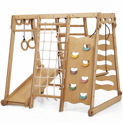 6 in 1 Indoor Spielplatz: Schaukel, Rutsche, Seil und Treppe