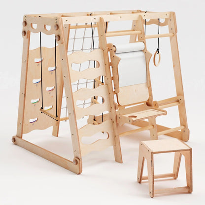 6 in 1 Indoor Spielplatz: Schaukel, Rutsche, Seil und Treppe