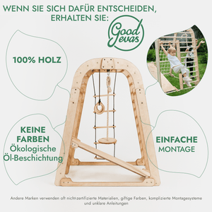 6 in 1 Indoor Spielplatz: Klettergerüst, Rutsche, Gymnastikringe, Leiter und Schaukel etc.