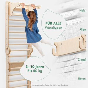 6 in 1 Kletterwand Indoor: Sprossenwand, Schaukel, Rutsche und mehr