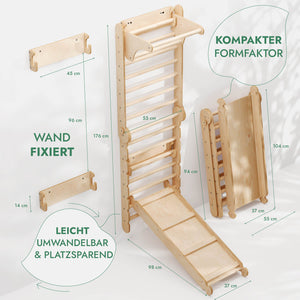 6 in 1 Kletterwand Indoor: Sprossenwand, Schaukel, Rutsche und mehr