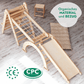 7 in 1 Montessori Klettergerüst Set: Kletterdreieck, Kletterbogen, Rutsche, Maltafel, Kinderstuhl etc.