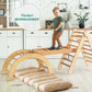 4 in 1 Montessori Klettergerüst Set: Kletterdreieck mit Rutsche, Kletterbogen mit Kissen