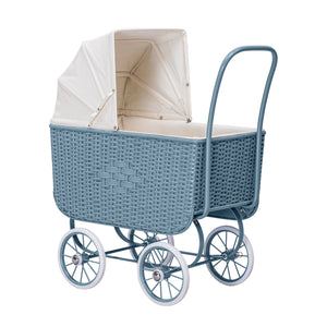 Puppenwagen Retro Rattan blau
