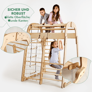 7 in 1 Indoor Spielplatz: Klettergerüst, Rutsche, Maltafel, Schaukel etc.