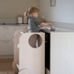 VERSO 2in1 Lernturm Beige – Lernturm & Kinderhocker für Küche | Fitwood