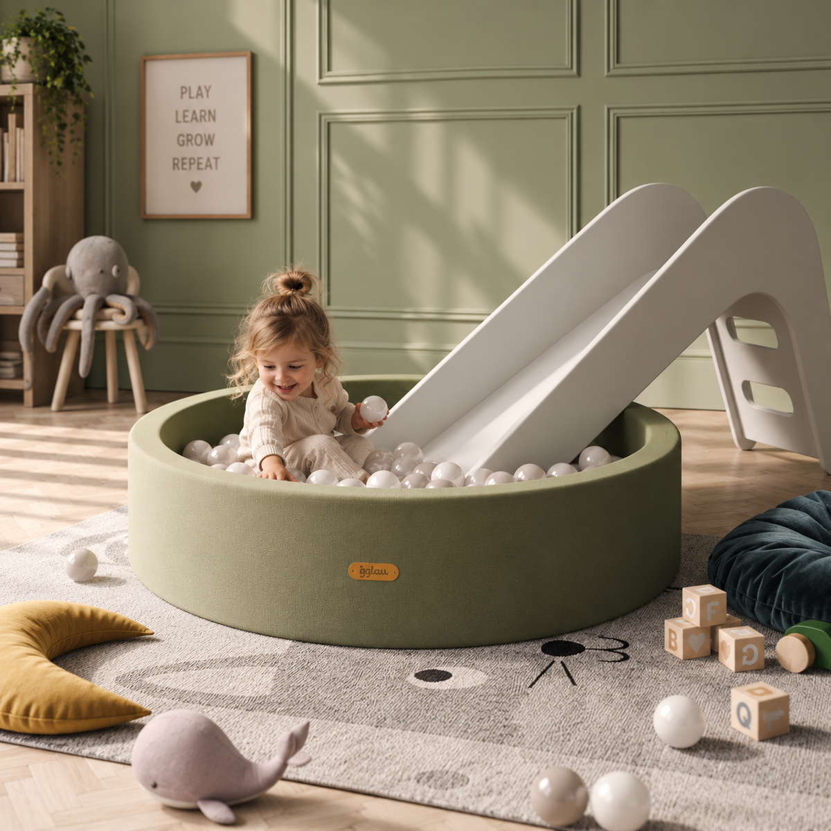 Jupiduu Bällebad und Indoor Rutsche im Kinderzimmer