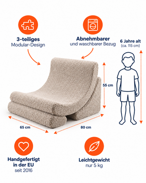 Kindersessel MOON aus Premium Teddystoff | Wigiwama