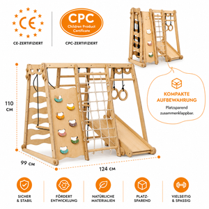 Montessori 6in1 Indoor Spielplatz – Klettergerüst mit Schaukel & Rutsche | Goodevas