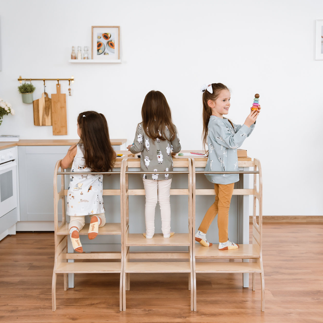 STEP UP Adjustable Height Helper Tower - Natural Wood