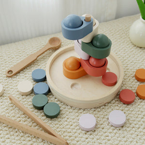 Montessori Holz Farbspiel – Farben Sortierspiel zum Stapeln & Zuordnen