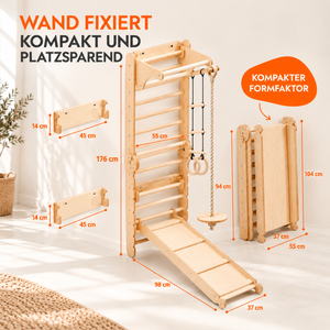 Montessori Kletterwand 6-in-1 mit Rutsche & Schaukel | Goodevas