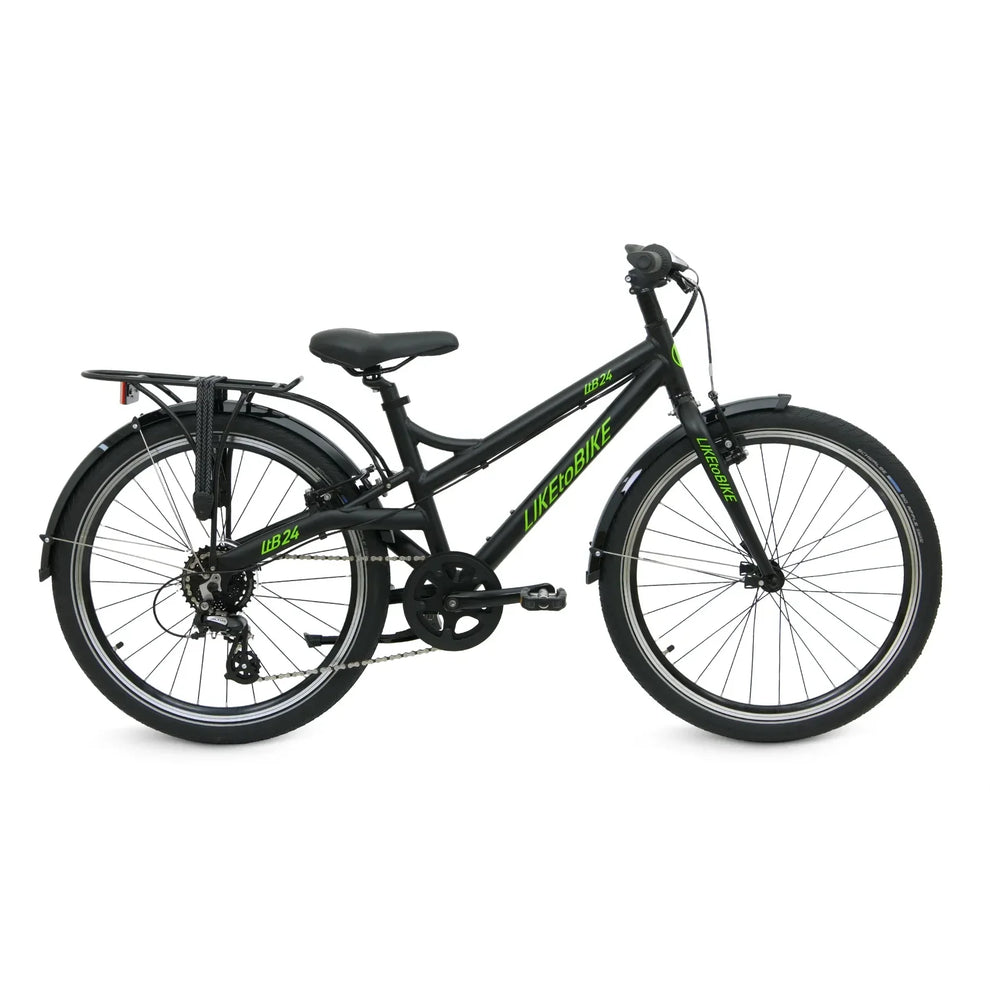Kokua LIKEtoBIKE 24SR Black Kinderfahrrad mit Gepäckträger