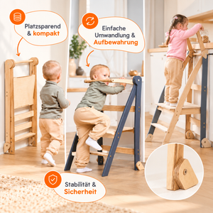 Montessori Lernturm & Lernleiter – höhenverstellbar, Beige | Goodevas