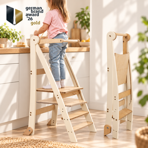 Montessori Lernturm & Lernleiter – höhenverstellbar aus Holz | Goodevas